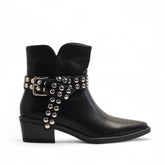 Europeon Union Women Black Leather Half Boot #3199